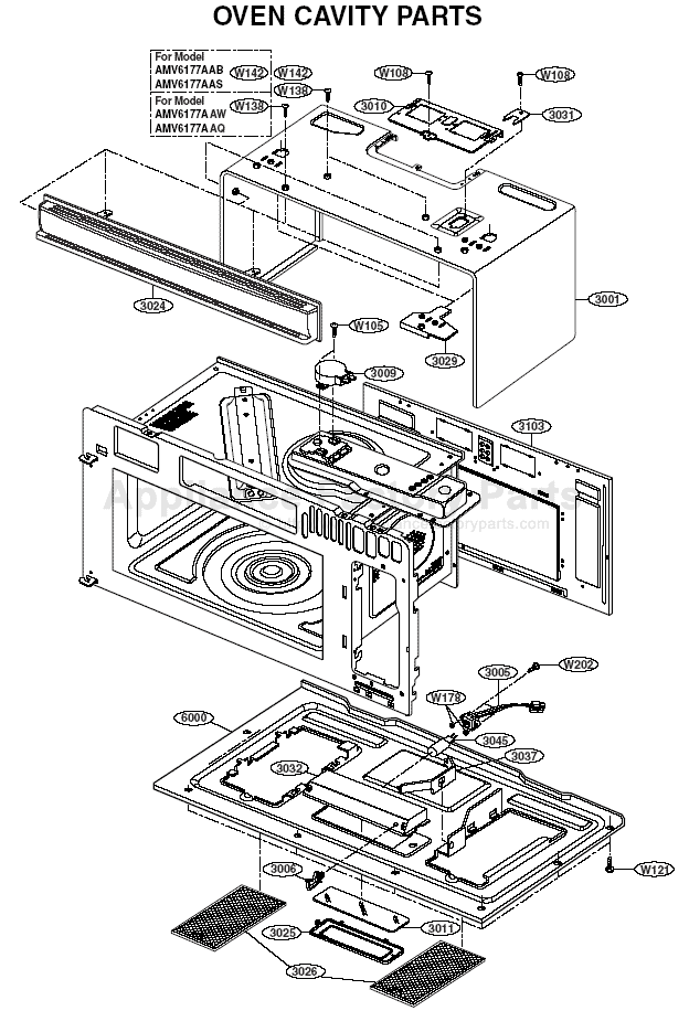 Amana AMV6177AAB Parts Microwaves