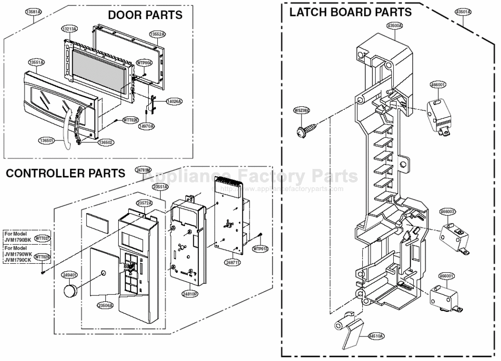 Ge JVM1790BK Parts Microwaves