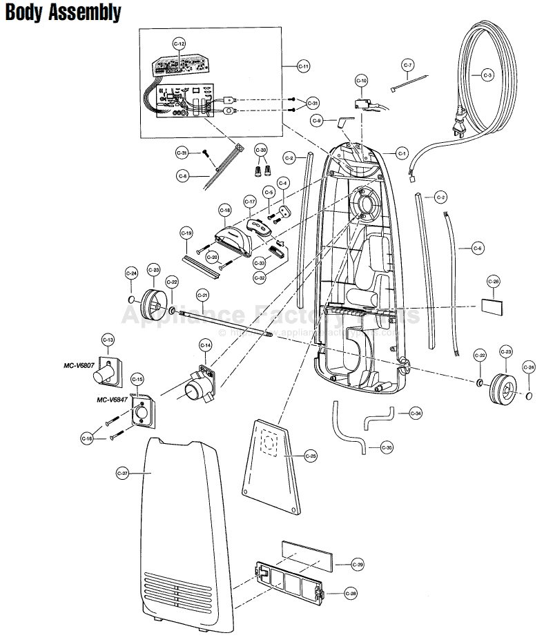 Panasonic V6840 Parts Vacuum Cleaners