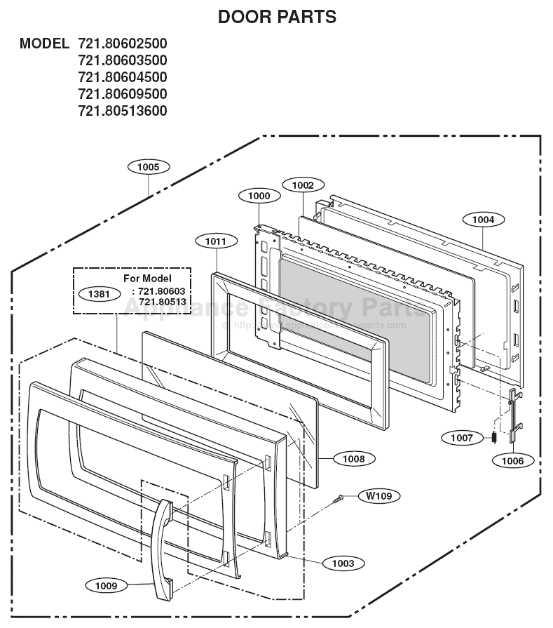 Kenmore 721.80603500 Parts Microwaves